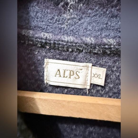 Vintage Alps Wool Cardigan Sweater Purple Moose Cabin Woods FairIsle Cottage XXL - Picture 5 of 7